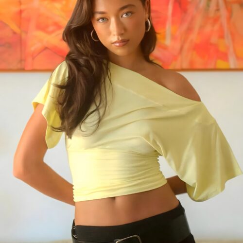 One Shoulder Cropped Fitted Blouse