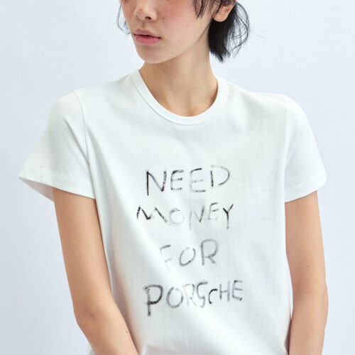 Letter Print Crew Neck Fitted T?shirt