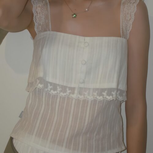 Sheer Square Neck Slim Crop Tank Top