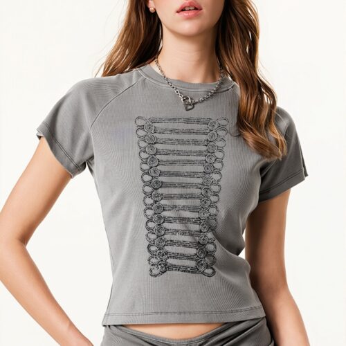 Street Style Vintage Washed Print T-shirt