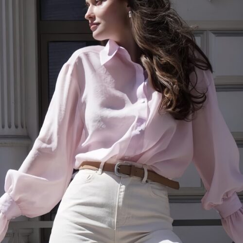Chic Ruffled Sleeve Loose Blouse